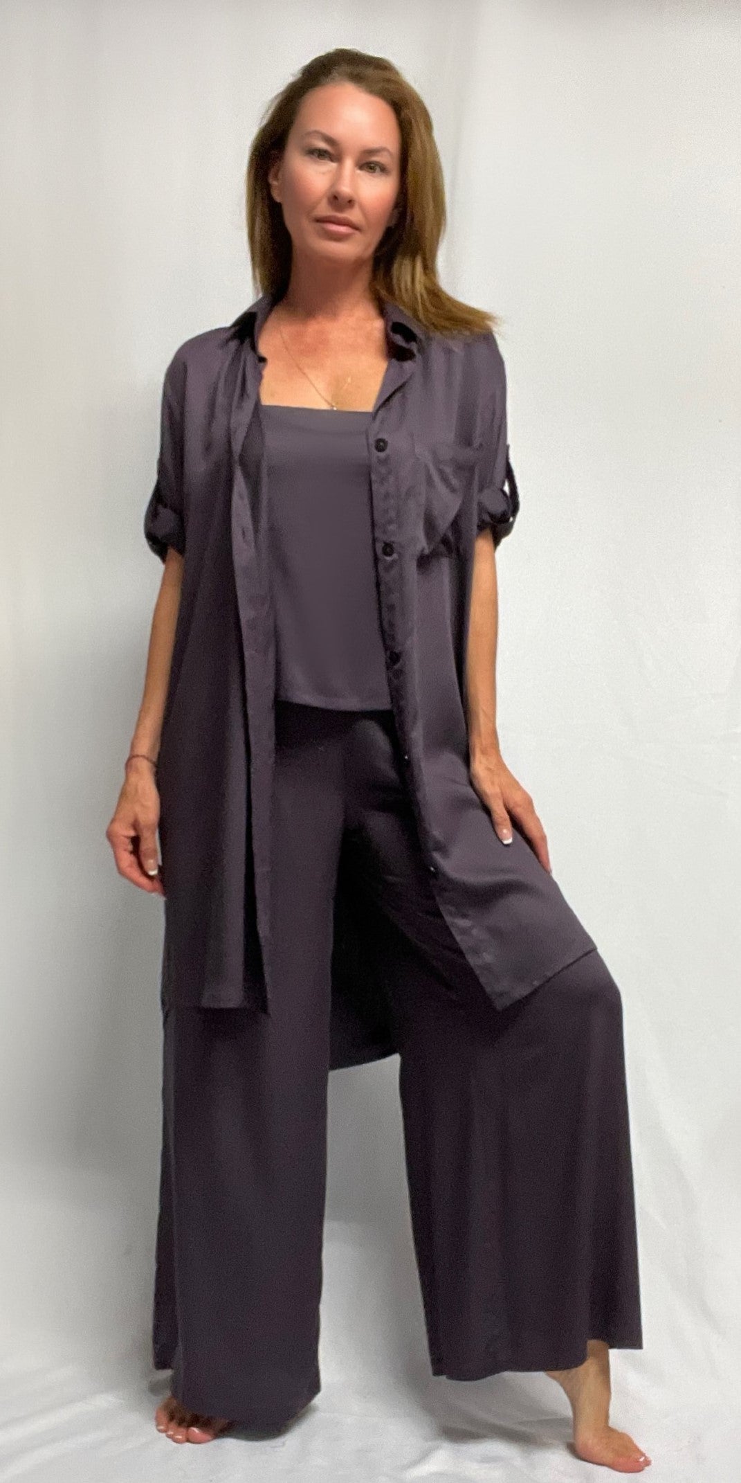 Midnight Elastic Backed Flares
