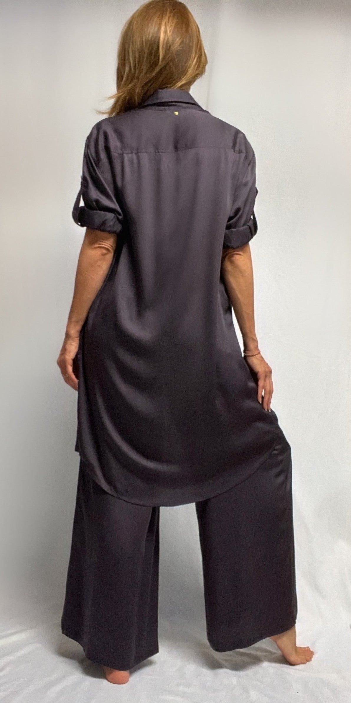 Midnight Elastic Backed Flares