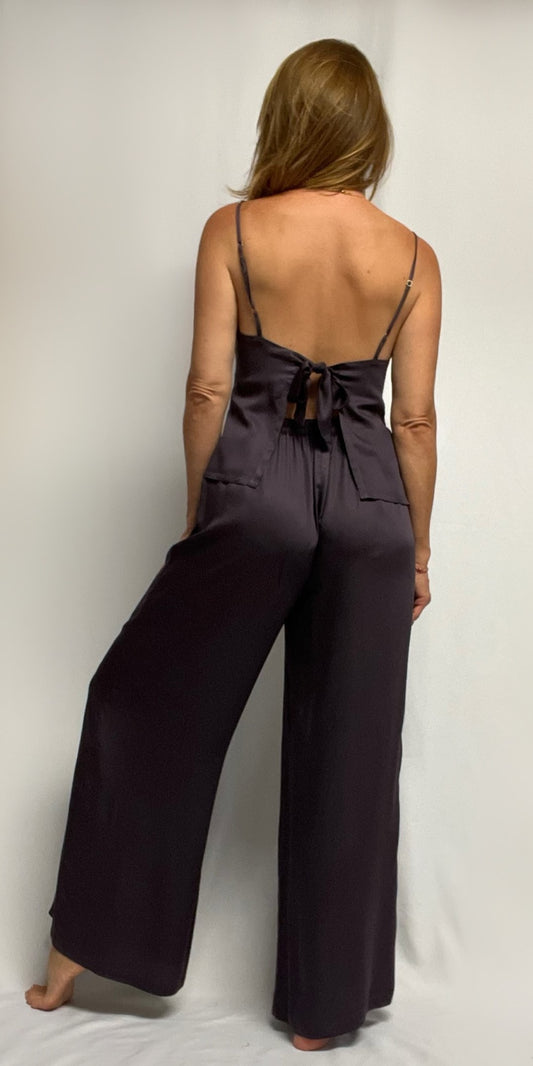 Midnight Elastic Backed Flares